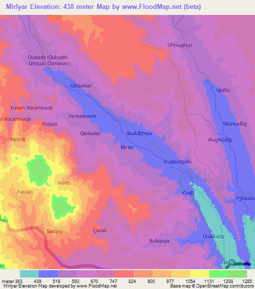 Mirlyar,Azerbaijan Elevation Map