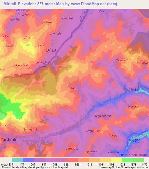 Mirimli,Azerbaijan Elevation Map