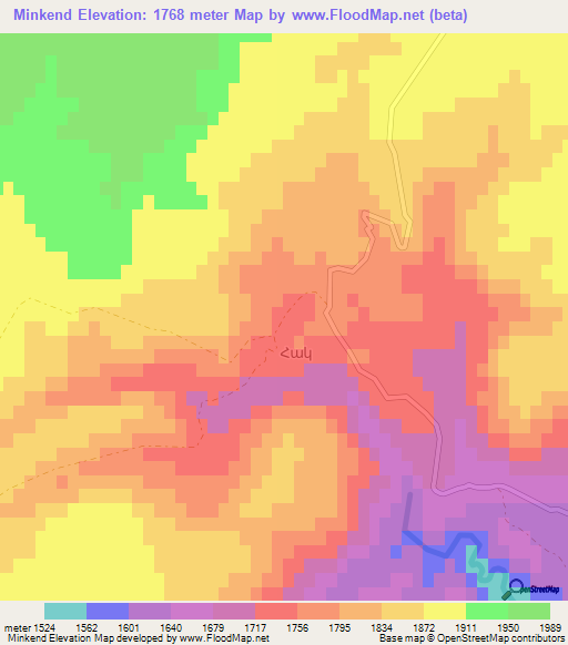 Minkend,Azerbaijan Elevation Map