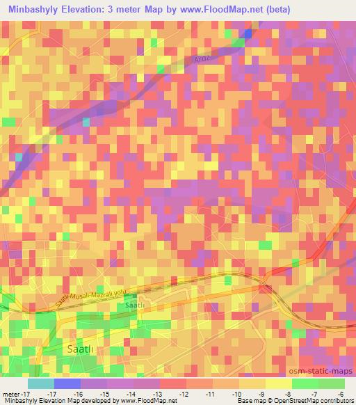 Minbashyly,Azerbaijan Elevation Map