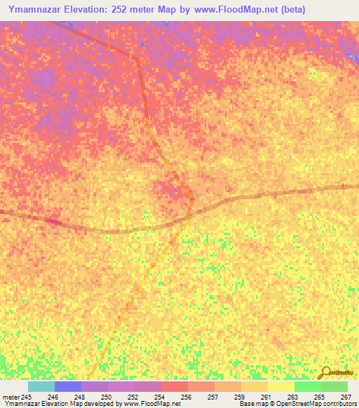 Ymamnazar,Turkmenistan Elevation Map