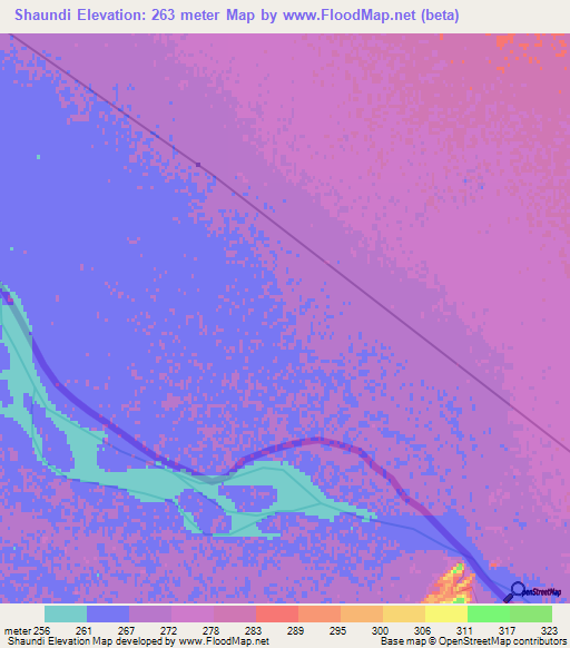 Shaundi,Turkmenistan Elevation Map