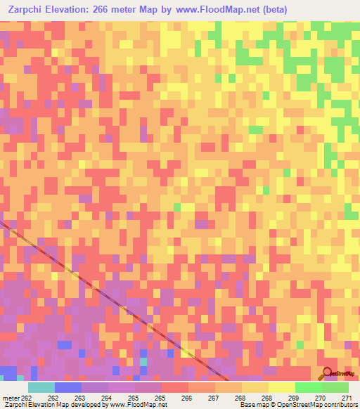 Zarpchi,Turkmenistan Elevation Map