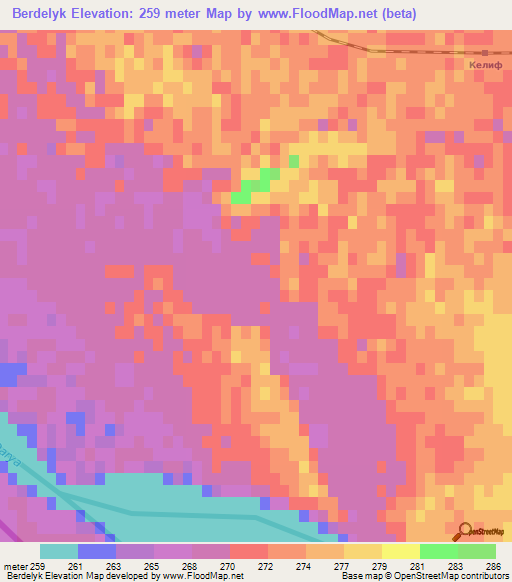 Berdelyk,Turkmenistan Elevation Map