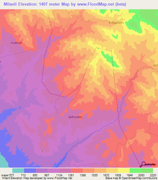 Milanli,Azerbaijan Elevation Map