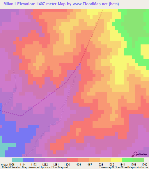 Milanli,Azerbaijan Elevation Map