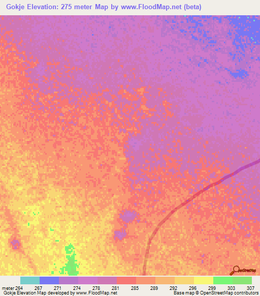 Gokje,Turkmenistan Elevation Map