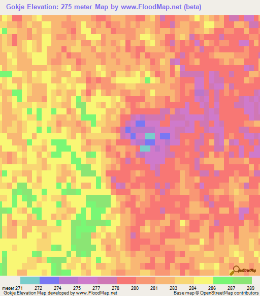 Gokje,Turkmenistan Elevation Map