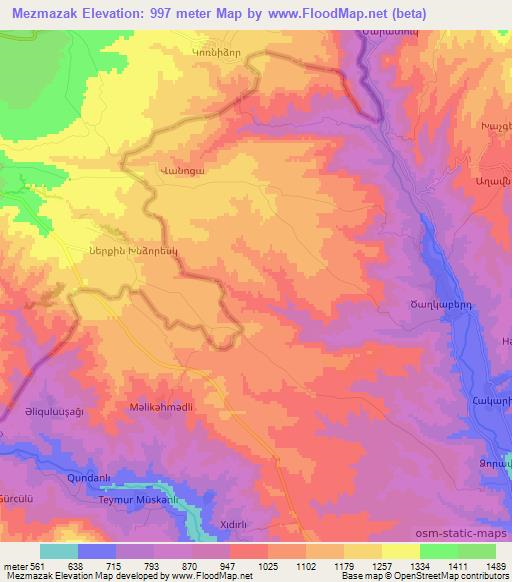 Mezmazak,Azerbaijan Elevation Map