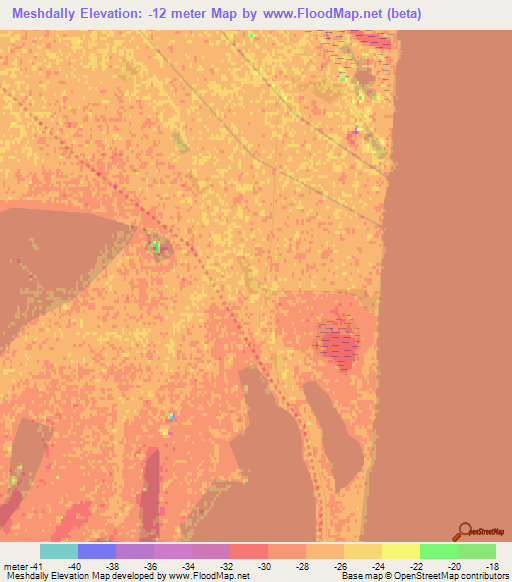 Meshdally,Azerbaijan Elevation Map