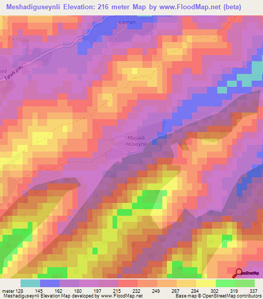 Meshadiguseynli,Azerbaijan Elevation Map