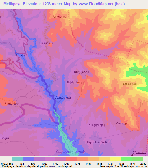 Melikpeya,Azerbaijan Elevation Map