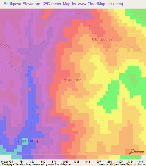Melikpeya,Azerbaijan Elevation Map