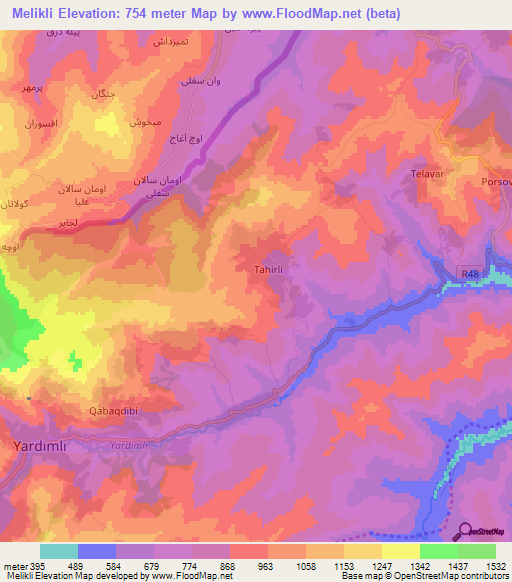 Melikli,Azerbaijan Elevation Map