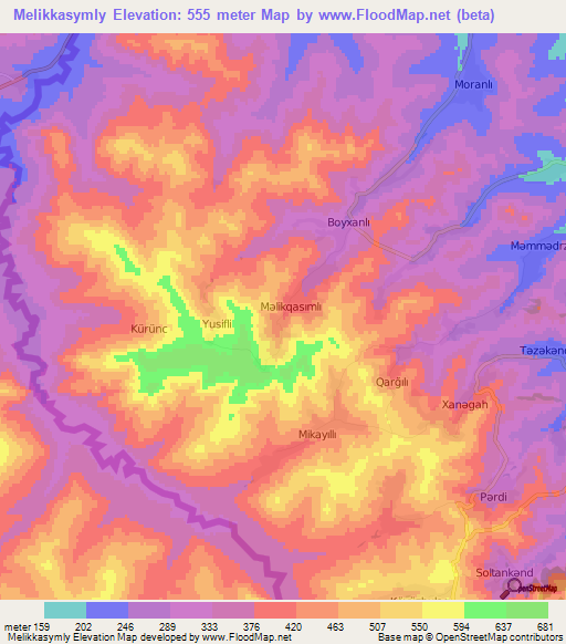 Melikkasymly,Azerbaijan Elevation Map