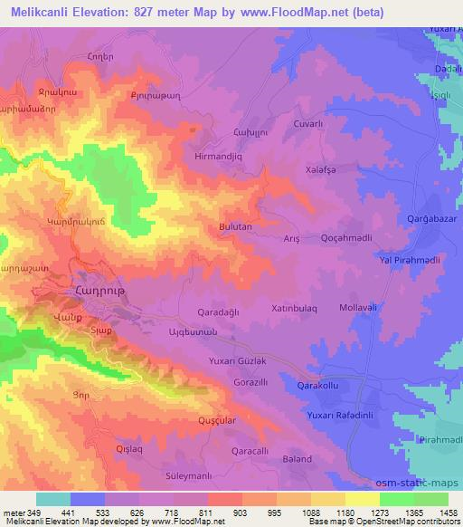 Melikcanli,Azerbaijan Elevation Map