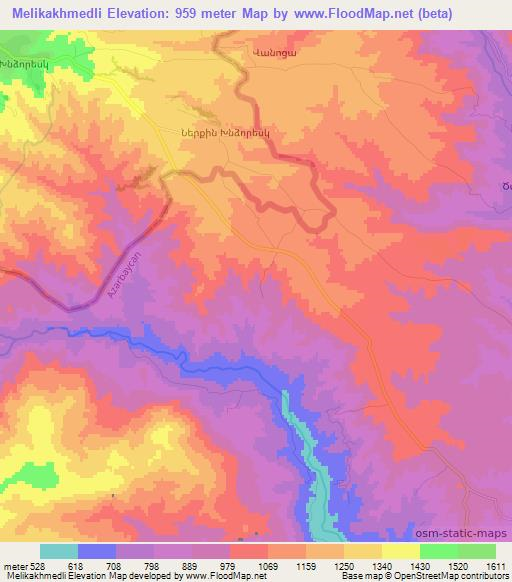 Melikakhmedli,Azerbaijan Elevation Map