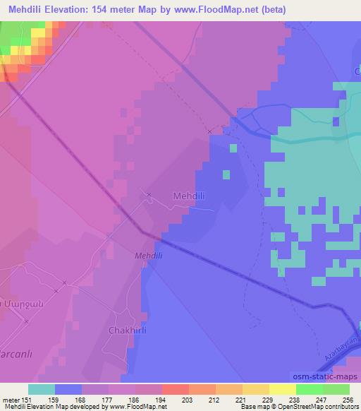 Mehdili,Azerbaijan Elevation Map