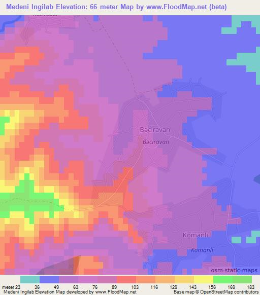 Medeni Ingilab,Azerbaijan Elevation Map