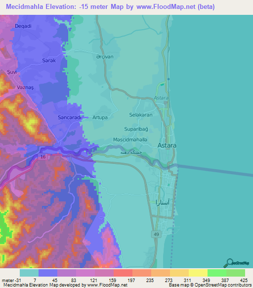 Mecidmahla,Azerbaijan Elevation Map