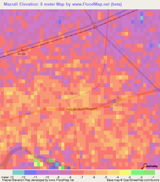 Mazrali,Azerbaijan Elevation Map