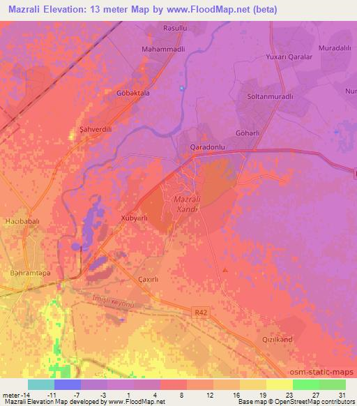 Mazrali,Azerbaijan Elevation Map
