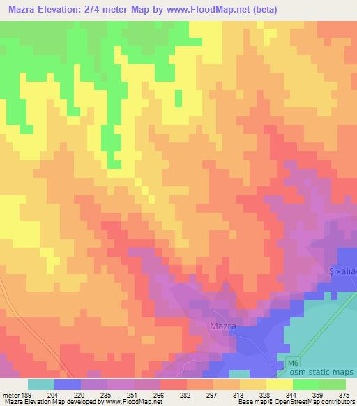 Mazra,Azerbaijan Elevation Map