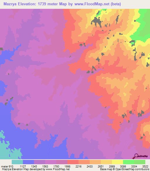 Mazrya,Azerbaijan Elevation Map