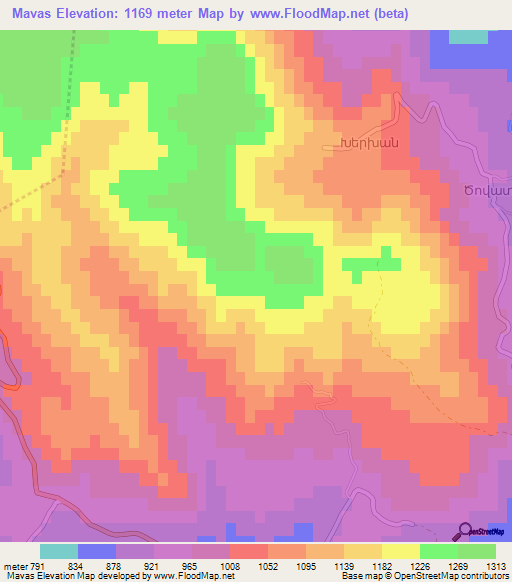 Mavas,Azerbaijan Elevation Map