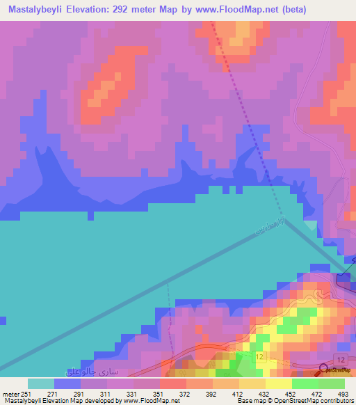 Mastalybeyli,Azerbaijan Elevation Map