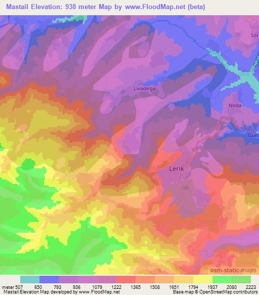 Mastail,Azerbaijan Elevation Map