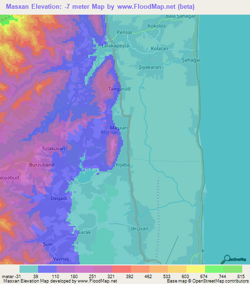 Masxan,Azerbaijan Elevation Map