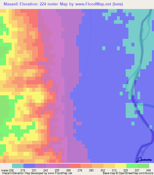 Masanli,Azerbaijan Elevation Map