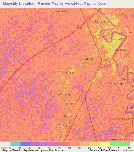 Maryshly,Azerbaijan Elevation Map