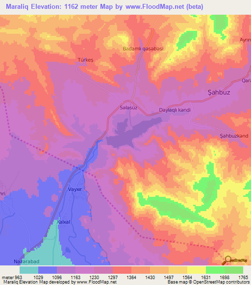 Maraliq,Azerbaijan Elevation Map