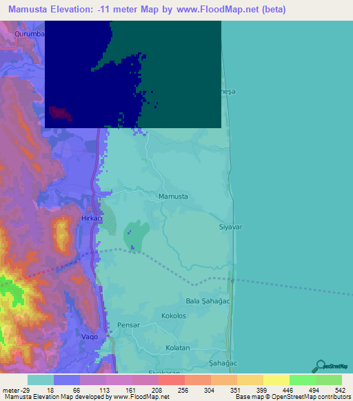 Mamusta,Azerbaijan Elevation Map