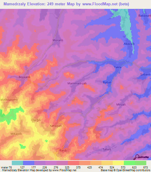Mamedrzaly,Azerbaijan Elevation Map