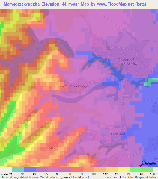 Mamedrzakyudzha,Azerbaijan Elevation Map