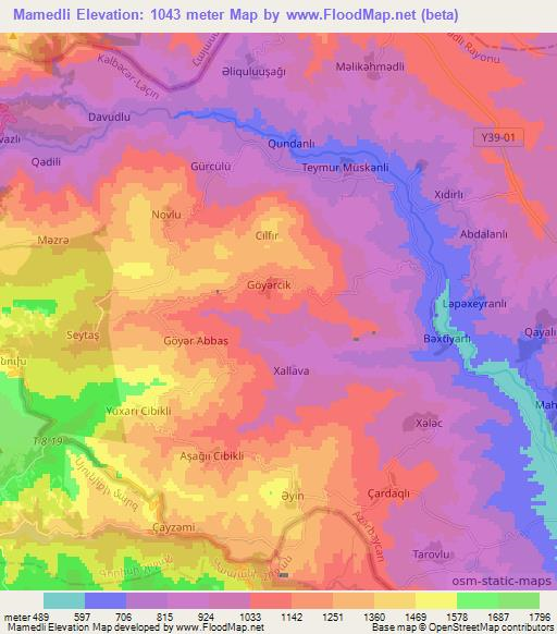 Mamedli,Azerbaijan Elevation Map