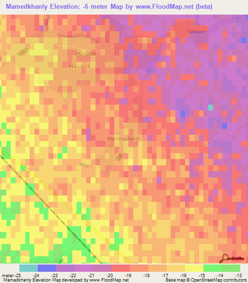 Mamedkhanly,Azerbaijan Elevation Map