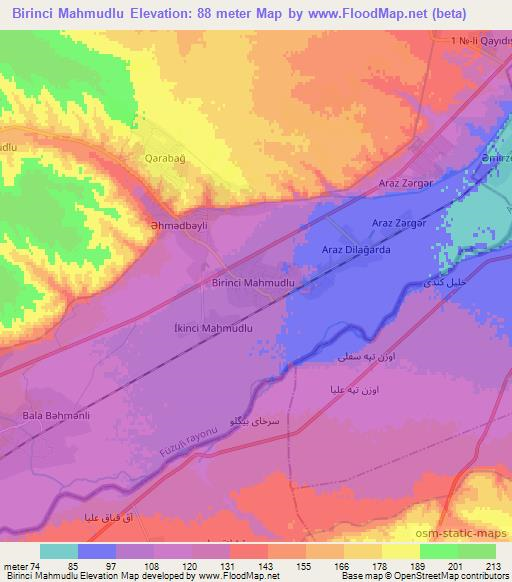 Birinci Mahmudlu,Azerbaijan Elevation Map