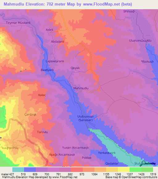 Mahmudlu,Azerbaijan Elevation Map