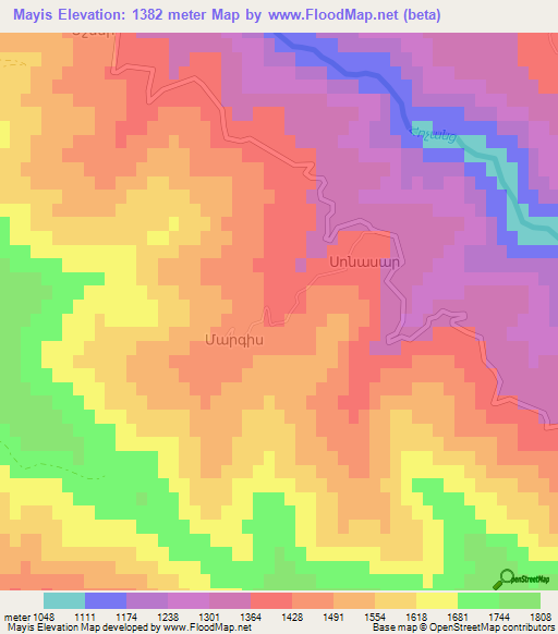 Mayis,Azerbaijan Elevation Map