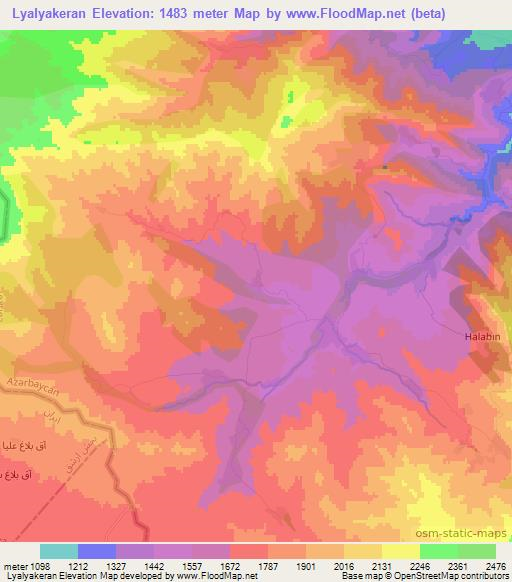 Lyalyakeran,Azerbaijan Elevation Map