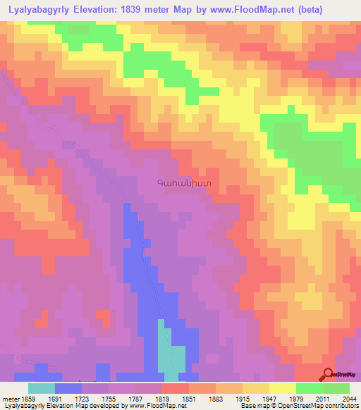 Lyalyabagyrly,Azerbaijan Elevation Map