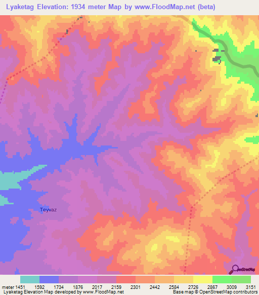 Lyaketag,Azerbaijan Elevation Map