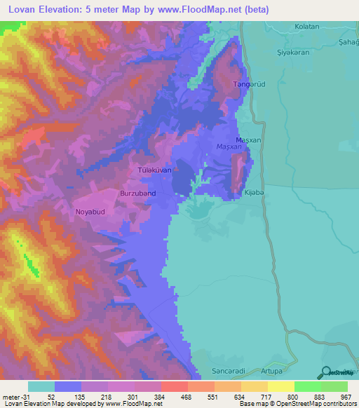 Lovan,Azerbaijan Elevation Map