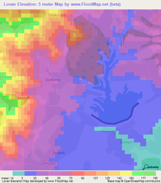 Lovan,Azerbaijan Elevation Map