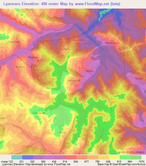 Lyarmaru,Azerbaijan Elevation Map