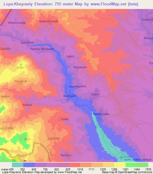 Lopa-Kheyranly,Azerbaijan Elevation Map
